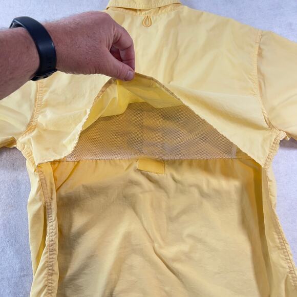Fishing Shirt Reel Legends Men's S Vented Mesh Back Pockets Loops Pastel Yellow - Picture 8 of 12
